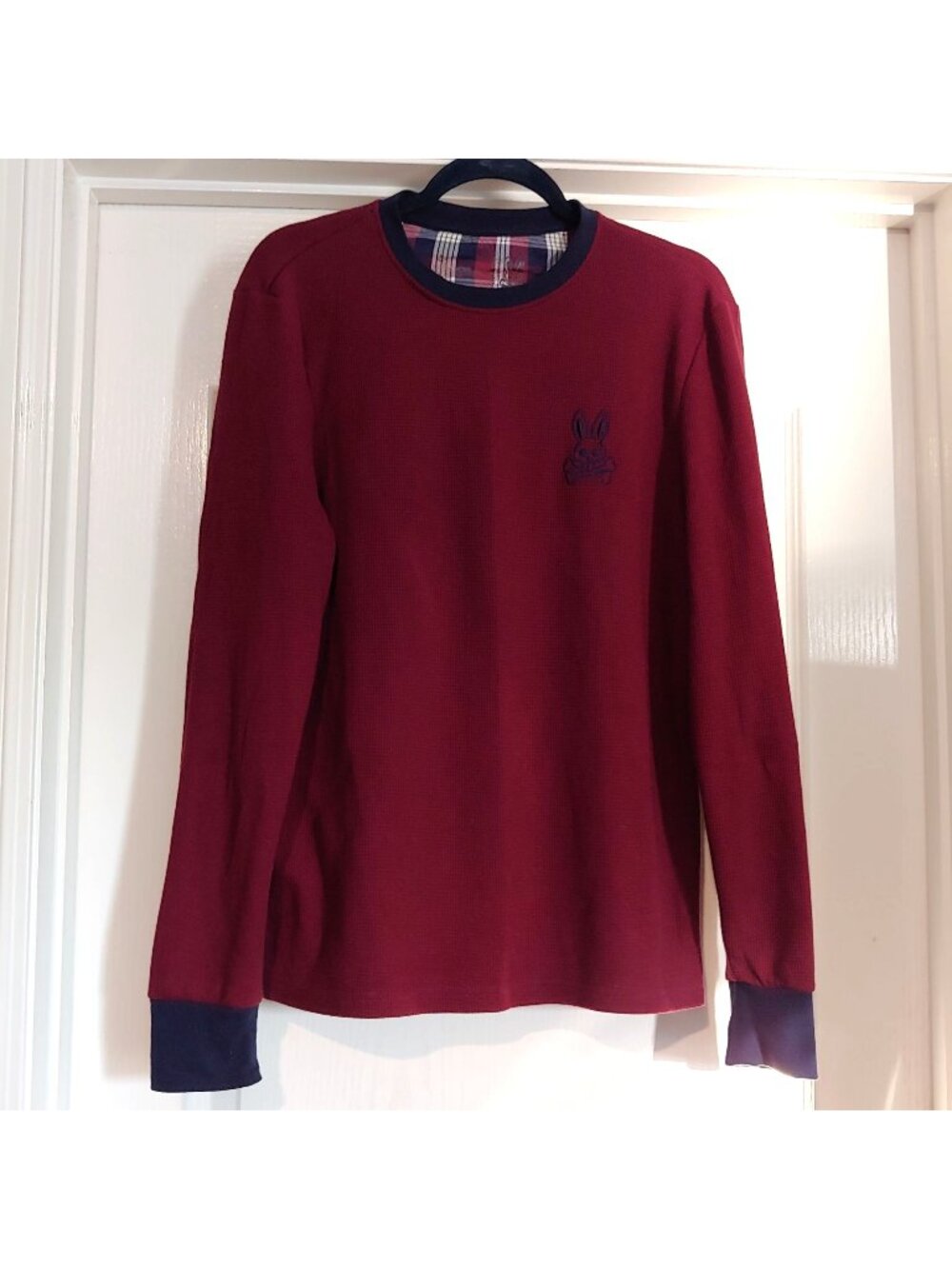 Psycho Bunny Mens Waffle Knit Thermal Long Sleeve Shirt Logo Streetwear M